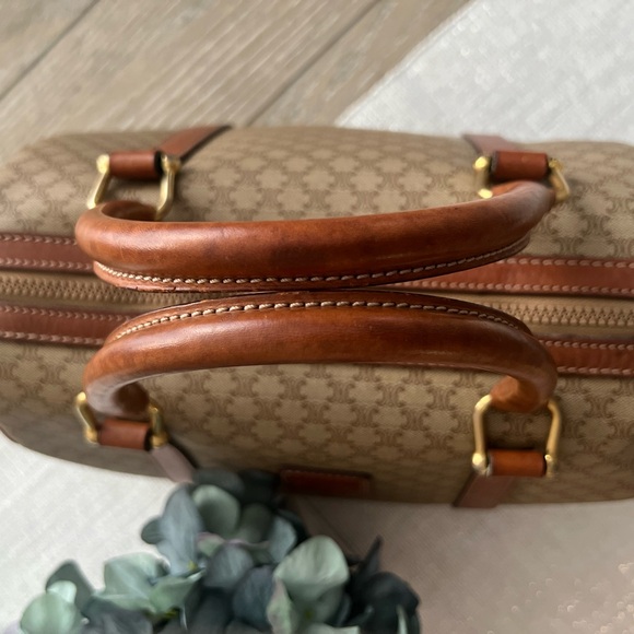 Celine Macadam Chestnut Brown and Tan coated canvas Boston Bag GUC - Picture 3 of 14